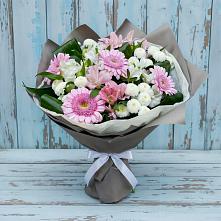 Букет цветов из:  Герберы, Альстромерии и Хризантемы #REPLACE_PRED# Халино