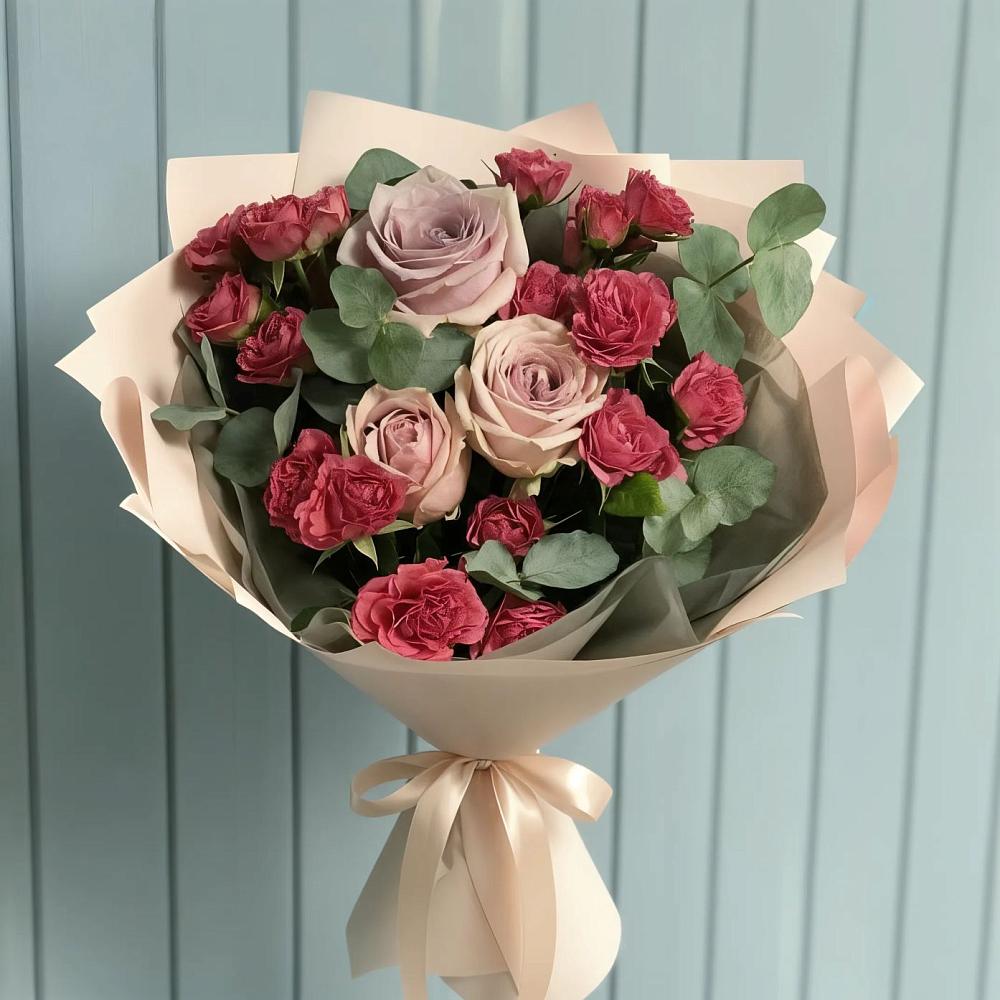 Букет цветов из: Гвоздики и Розы в Халино