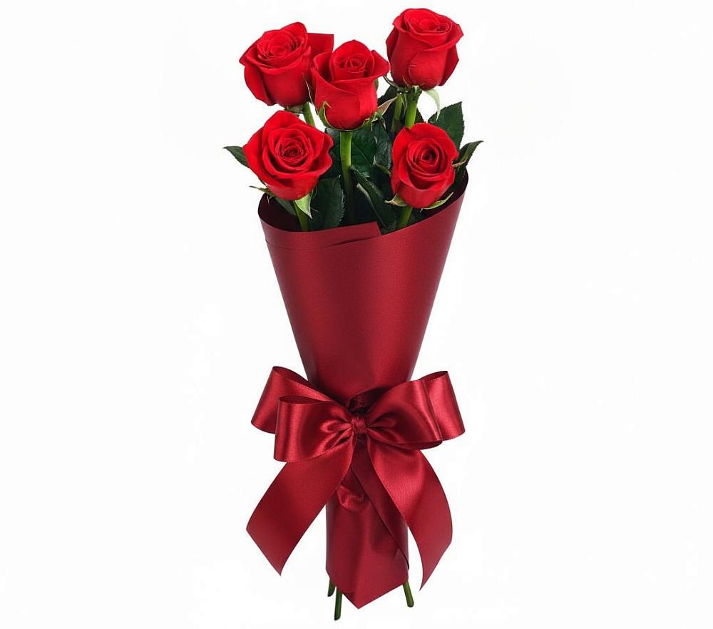 Букет 5 Красных роз Эдлесс Лав в Халино