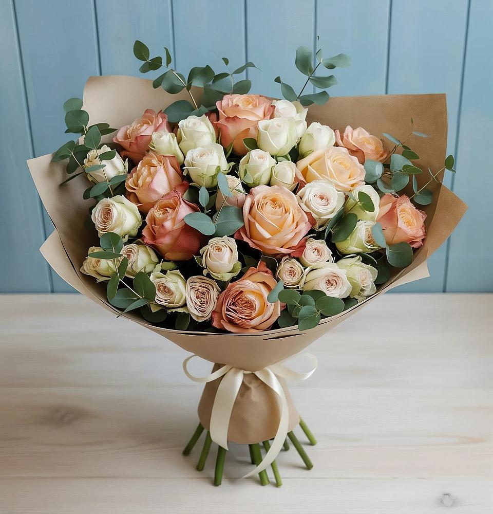 Букет цветов из: Альстромерии и Розы в Халино