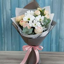 Букет цветов из:  Хризантемы и Розы в Халино