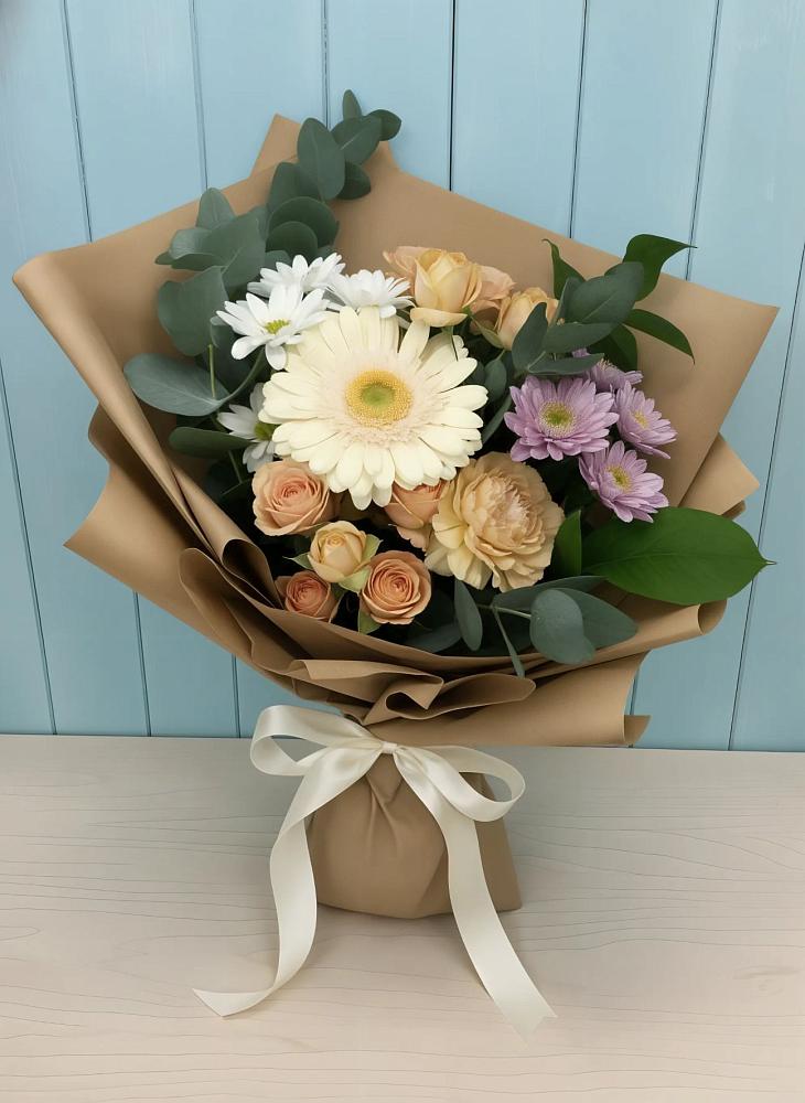 Букет цветов из: Герберы и Хризантемы в Халино