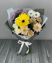 Букет цветов из:  Розы, Герберы и Хризантемы #REPLACE_PRED# Халино