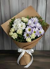 Букет цветов из:  Хризантемы и Розы в Халино