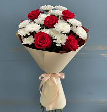 Букет цветов из:  Розы и Хризантемы в Халино