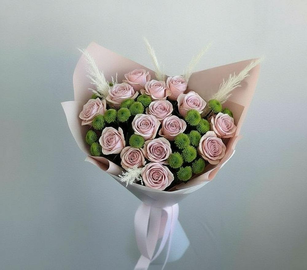 Букет цветов из: Розы и Хризантемы в Халино