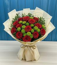 Букет цветов из:  Розы и Хризантемы в Халино