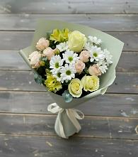 Букет цветов из:  Альстромерии, Розы и Хризантемы в Халино