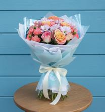 Букет цветов из:  Хризантемы и Розы в Халино