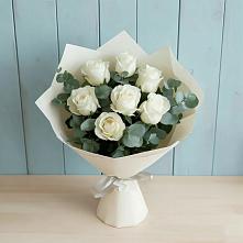 Букет Белые розы в Эвкалипте #REPLACE_PRED# Халино