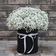 Цветочная композиция из Гипсофила в шляпной коробке в Халино